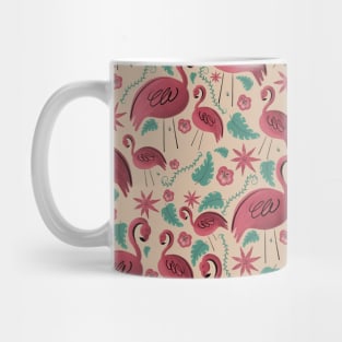 Flamazing day flamingos pattern orange background Mug